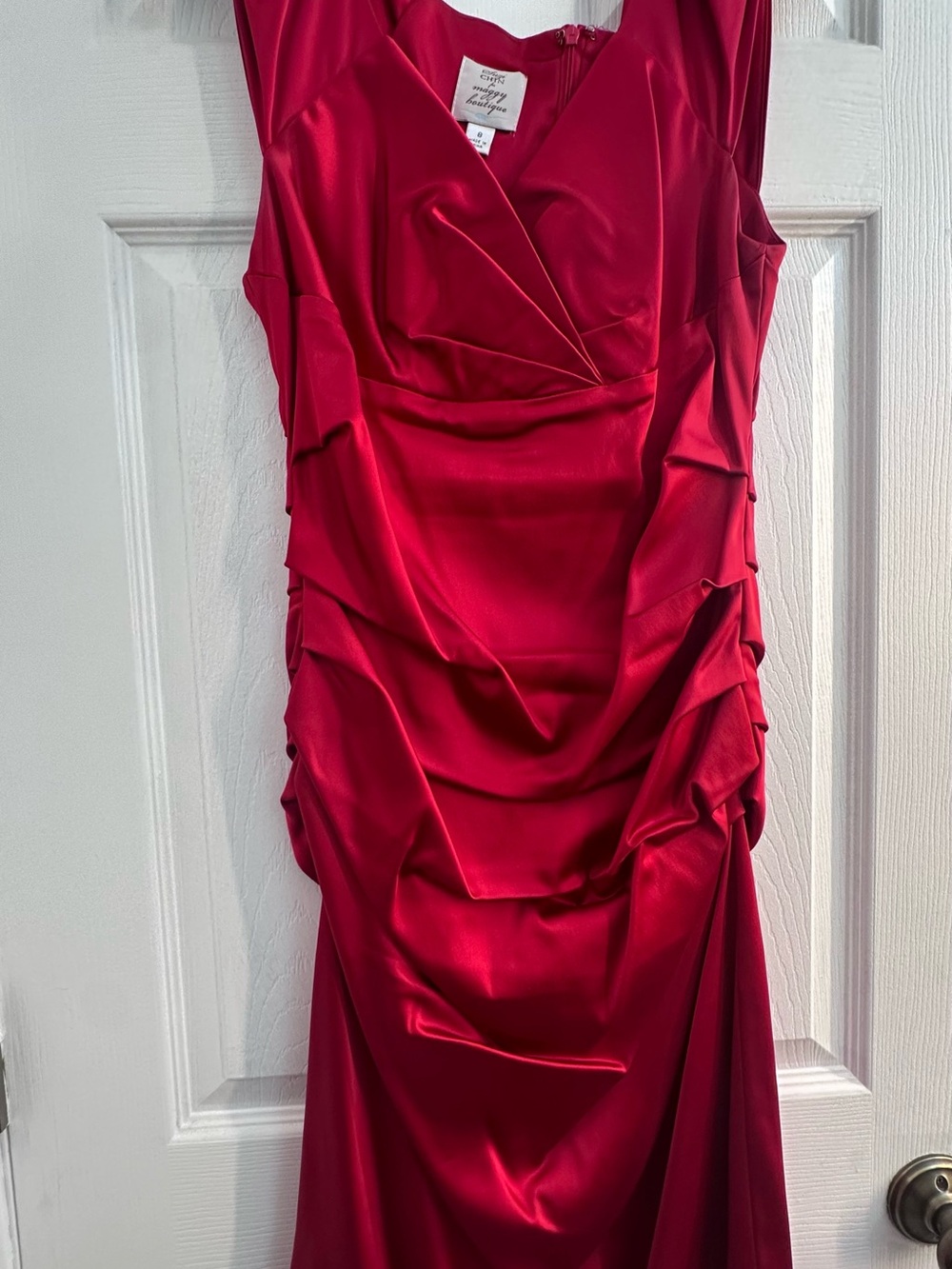 Suzi Chin Satin Ruched Prom Dress - Red size 8